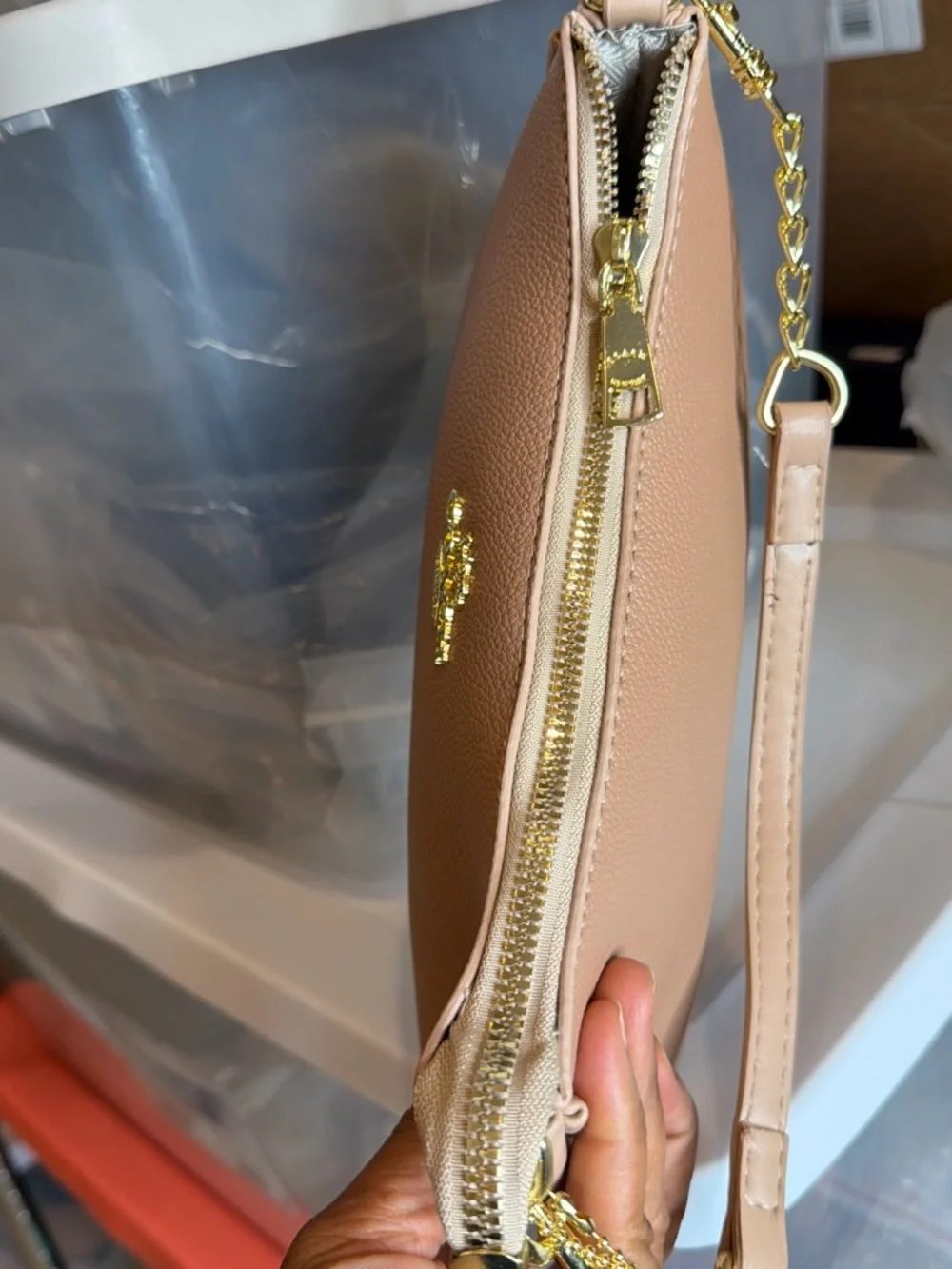 Coach Pebbled Leather Shoulder Bag in Taupe